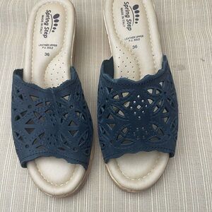 Spring Step Women's Dark Blue Cutout Sandals